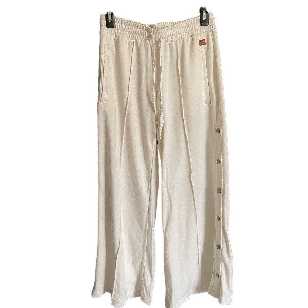 Peace Love World Womens Side Snap Pull-On Pants Elastic Waistband Size XS Cream
